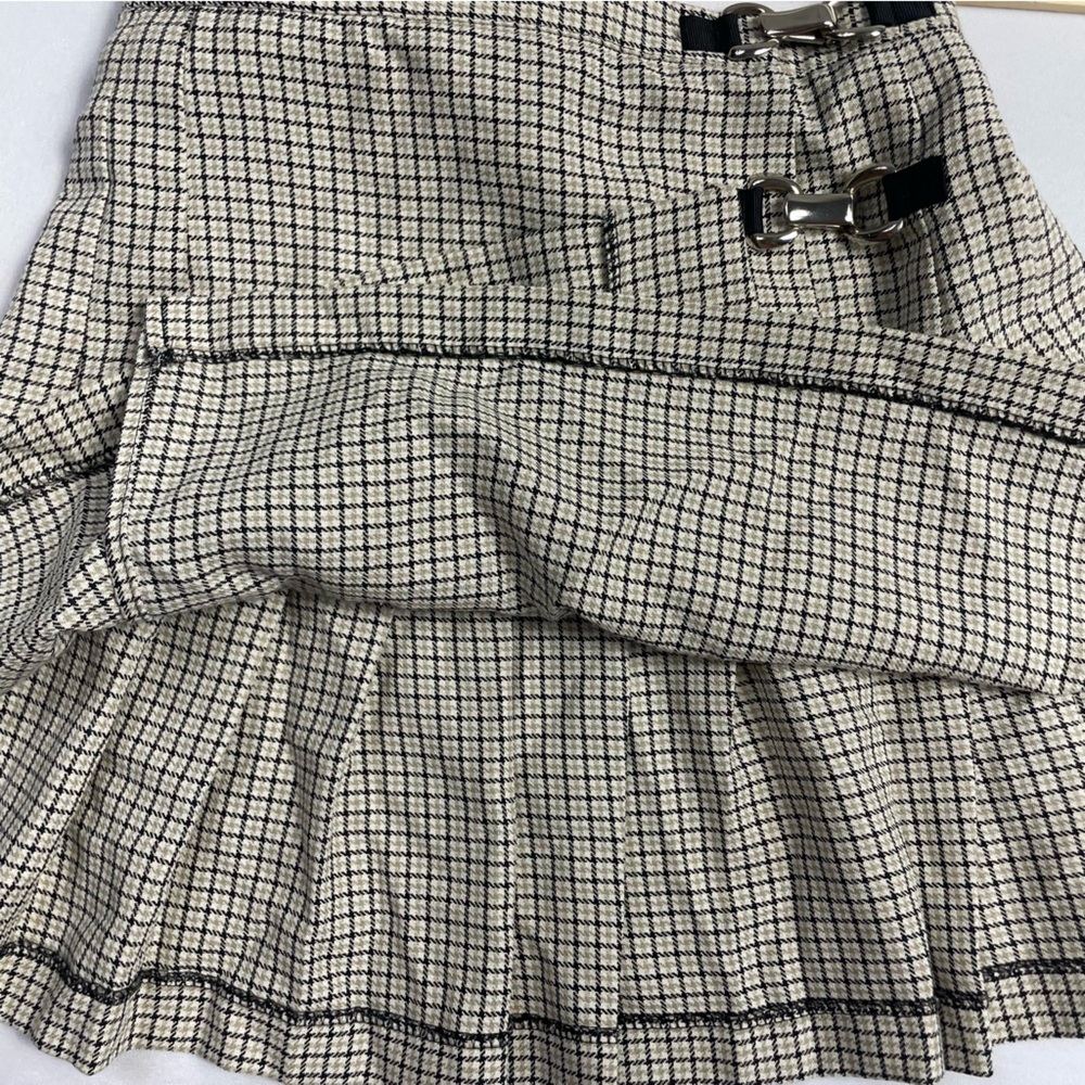 MGR Plaid Mini Skirt 3 Ivory Pleat Schoolgirl Harajuku Prep Grunge Academia - Picture 5 of 13
